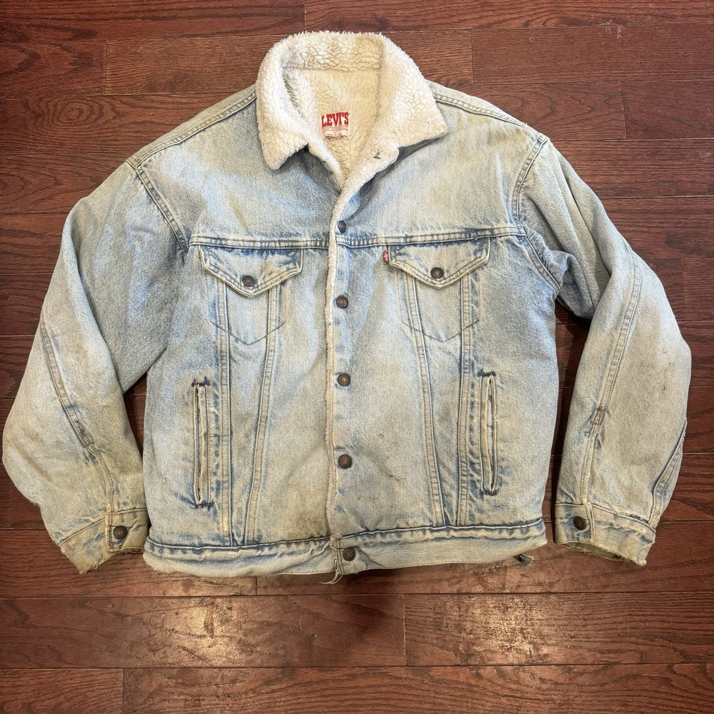 Vintage Levi's Sherpa Trucker Jacket Made in USA 80s 90s Denim M Type III